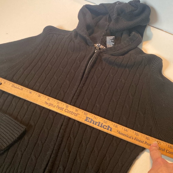 Vintage Contact New York Heavy Black Ribbed Zip-up Hooded Cardigan - Picture 5 of 5